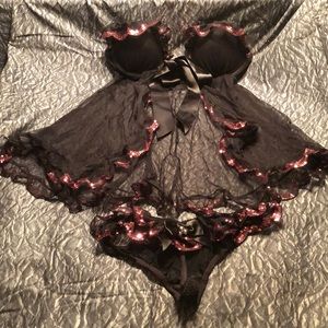 RARE💋VS Sequined Baby Doll w/Jingle Bell Thong💋
